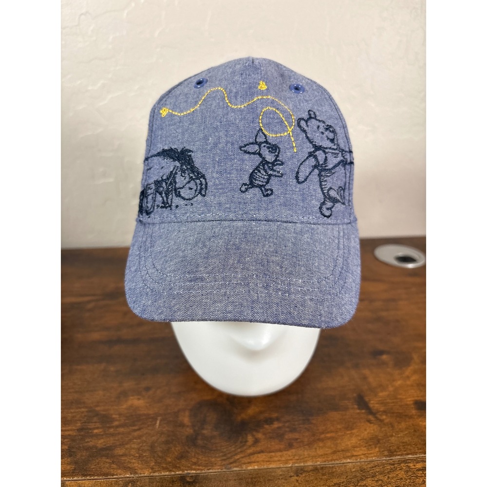 Disney Winnie the Pooh Friends Blue Chambray Embroidered Baseball Cap Hat OSFM